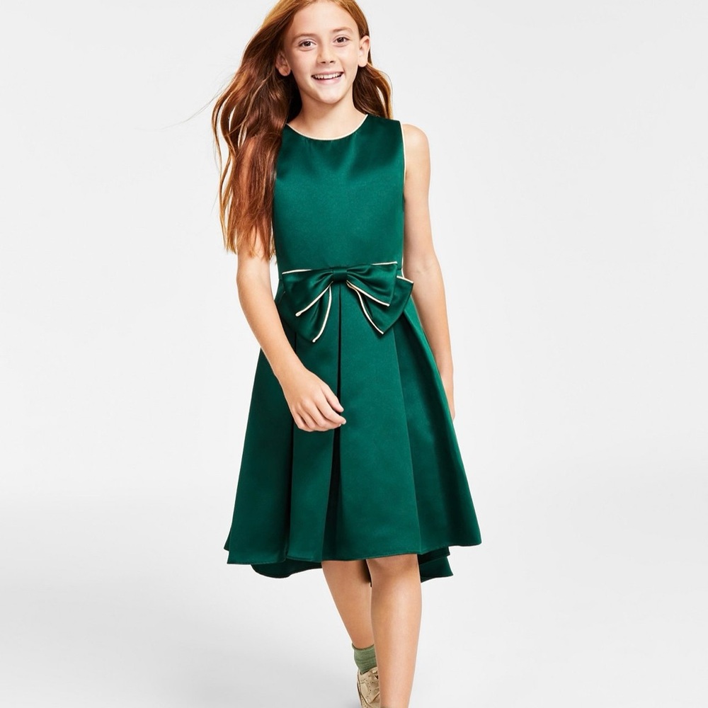 Rare Editions Big Girls Satin Bow Sleeveless Social Dress